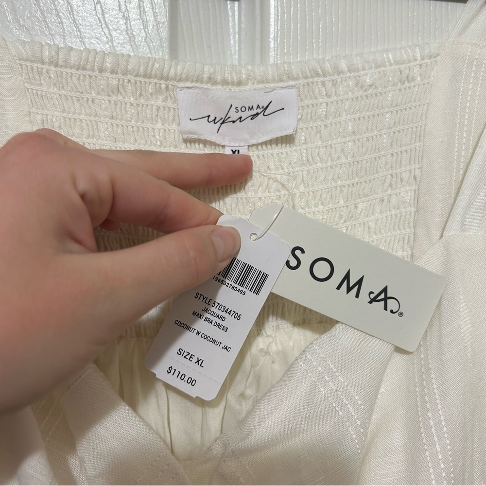 Soma Weekend Ivory Maxi Dress Bow Romantic Sexy Bridal Rayon NWT Sz X-Large - Picture 4 of 15